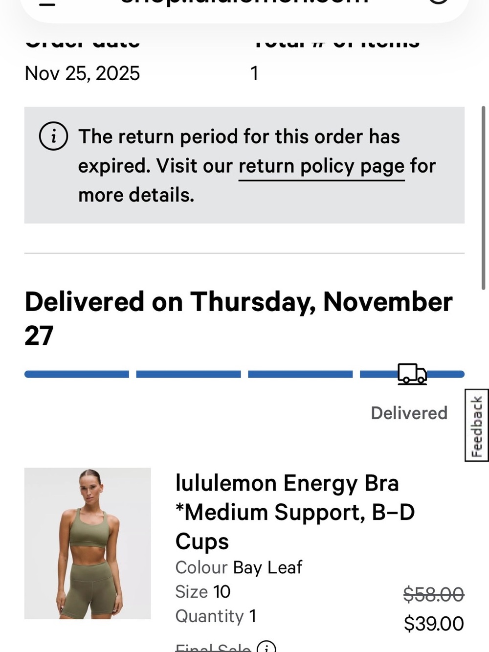 Energy Bra Lululemon Green Size 10 - Picture 4 of 5